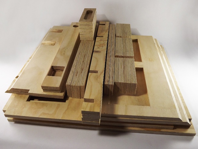 all cut plywood base parts for Momus cnc machine